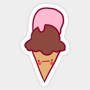 Chocolate strawberry ice cream illustration Sticker